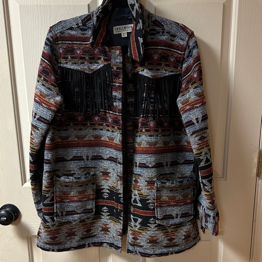Idyllwind Aztec Pattern Utility Jacket with Fringe